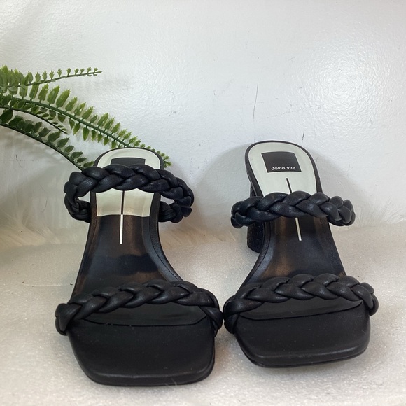 DOLCE VITA NIARI BRAIDED SQUARE TOE SANDALS BLACK NWOT SZ 8.5 - Picture 11 of 16